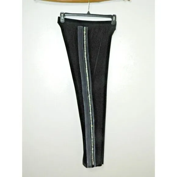 Dolce & Gabbana D&G Sweatpants Women Size Medium‎ Black Velour Rhinestones Y2K